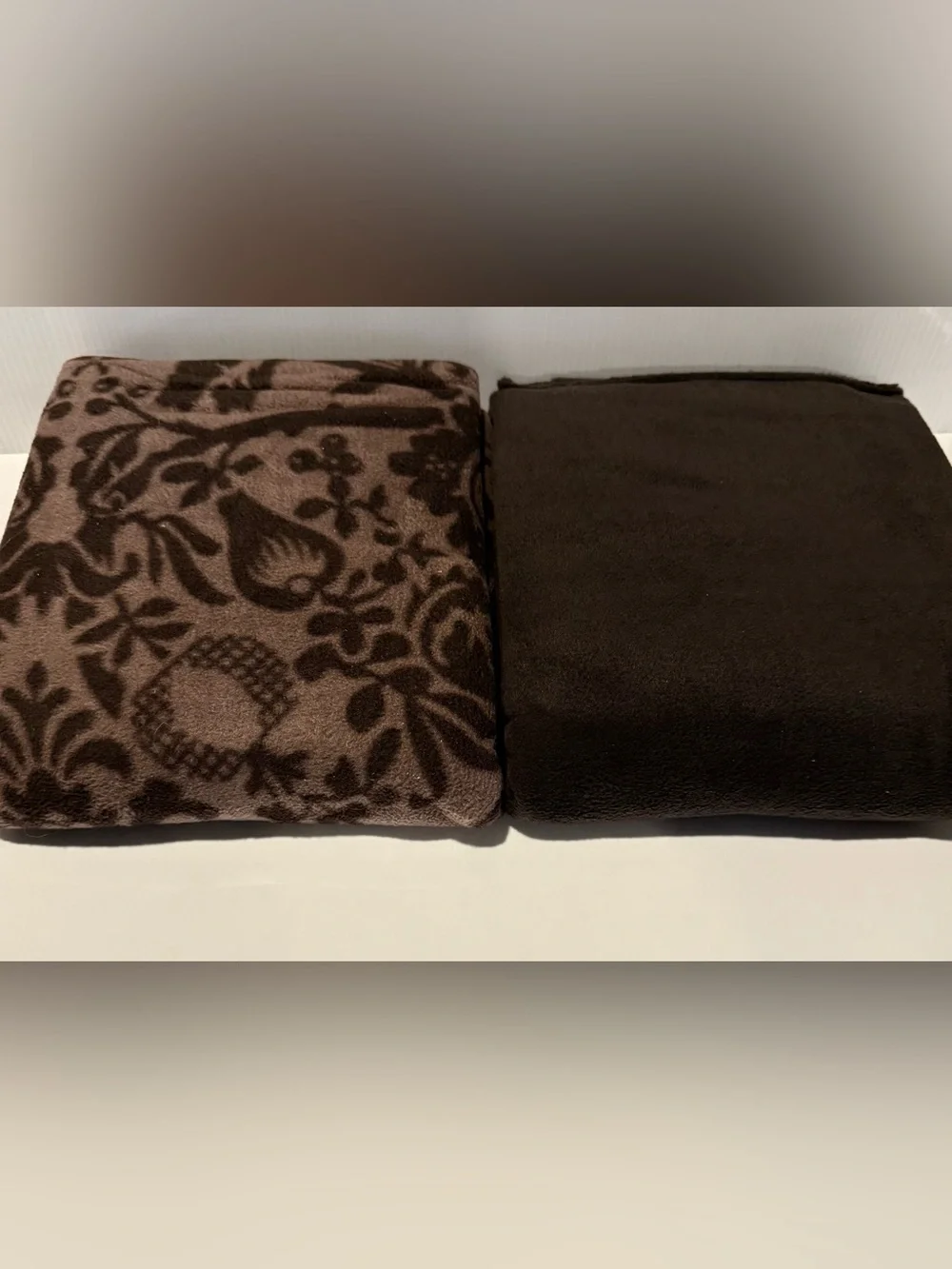 2pc Throw Blanket Set Throw Size Brown Botanical Pattern Rectangular